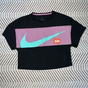 Nike Crop Top Swoosh Size Large Pink and Black